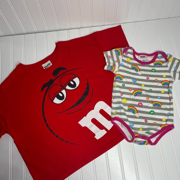 M&M's Women’s Cropped T-Shirt Size M & Girls Bodysuit Size 2T Mommy and Me - Picture 1 of 5
